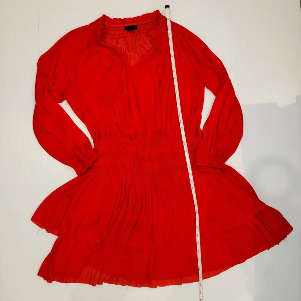 Anthropologie Poppy Mini Dress Red Smocked Medium Cottagecore Coquette Festival - Picture 4 of 16